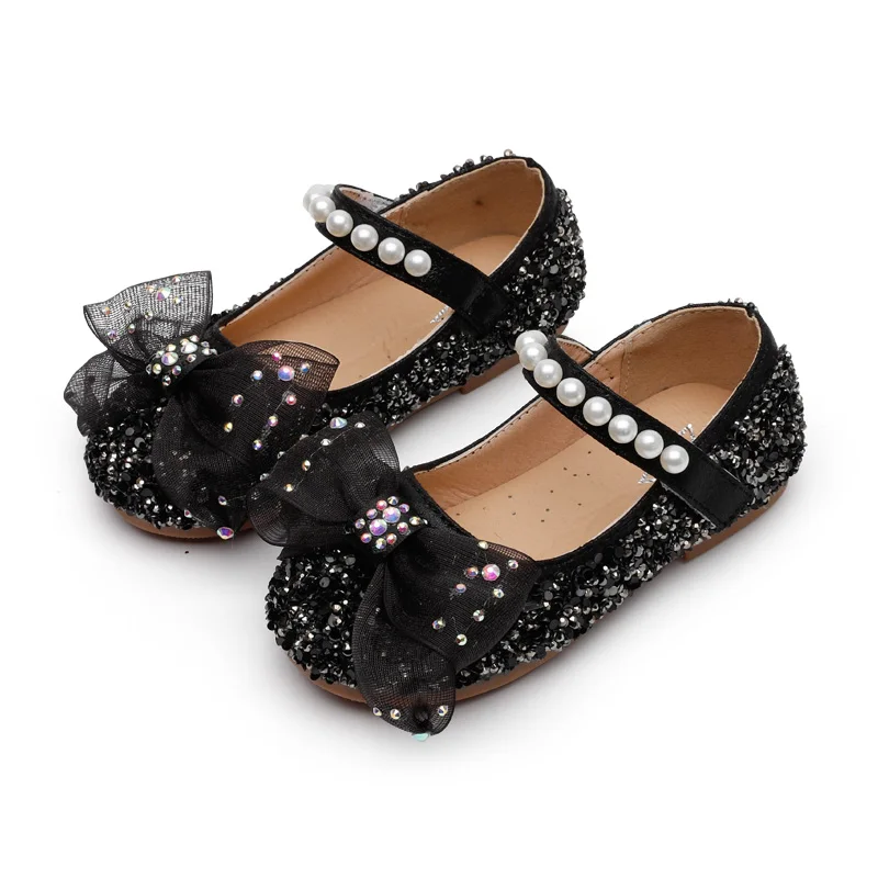 

spring and autumn new baby Girls Fashion Princess single shoes children soft cute bow-knot with pearl dance dress shoes