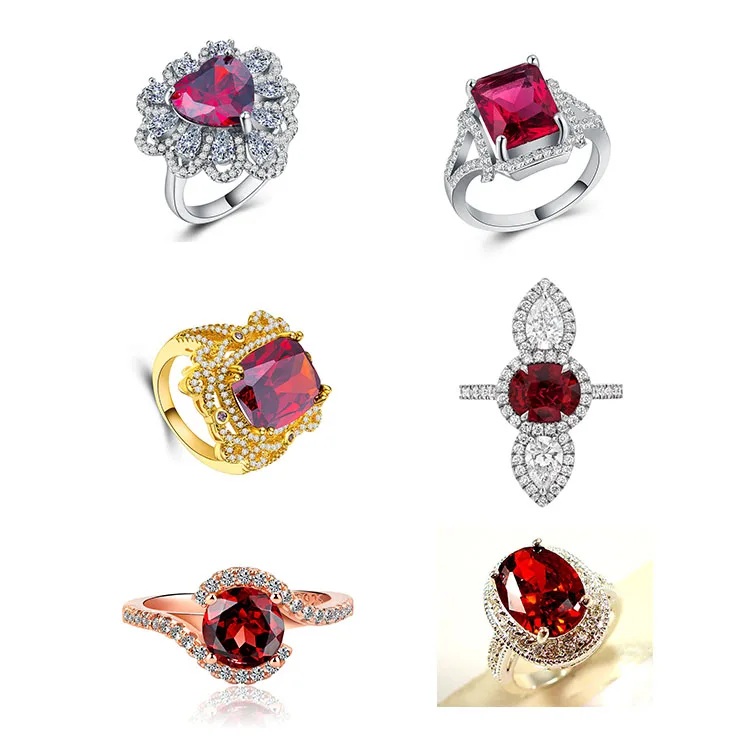 

New Trendy Products Green Semiprecious Stone And Red Semiprecious Ring Designs For Girl Price White Gold Ring Cz Ring