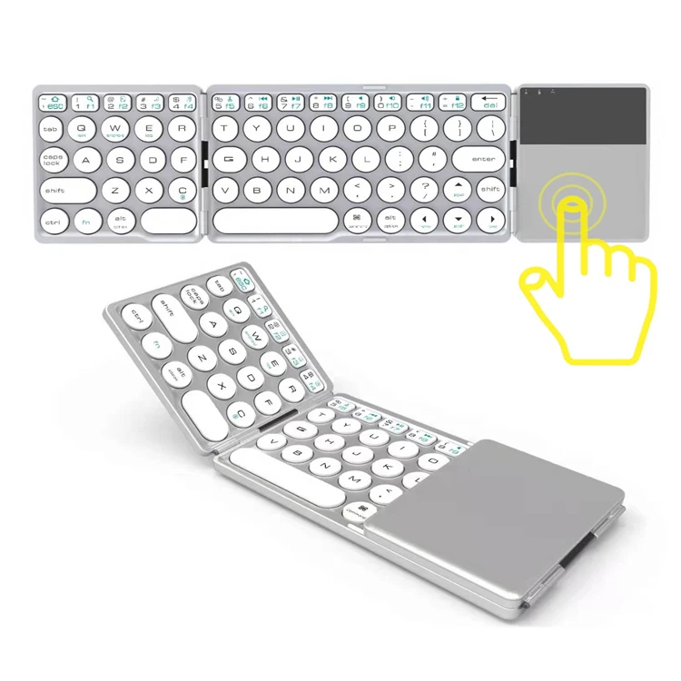 

Wholesale foldable mini wireless bleutooth keyboard for windows Android IOS mobile phone tablet PC keyboard folding, Silver/black/customized colors