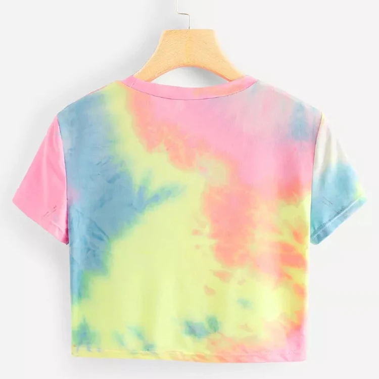 

Wholesale Quick Dry Tie-dyed Colorful Women Crop Top Cotton T-shirts