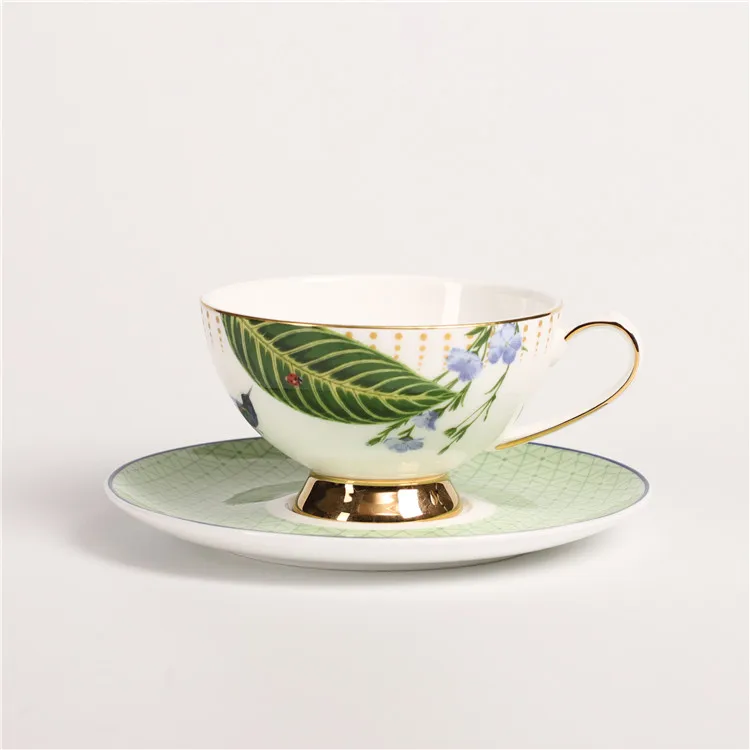 

Italain fancy teaware wedding elegance custom decal luxury coffee cup saucer, Colorful