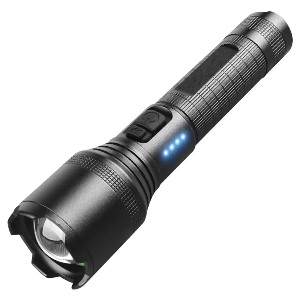 

New P60 Strong Light Flashlight Power Display 30W USB Rechargeable Aluminum Alloy Zoom Flashlight