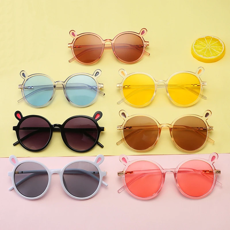 

fashion lovely kids sun glasses cartoon style candy color bear shaped kids sunglasses wholesale for girls and boys