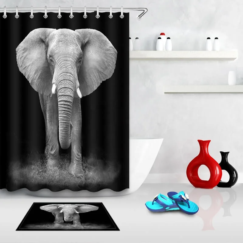 

i@home Black elephant 3D digital printing bath polyester shower curtain waterproof