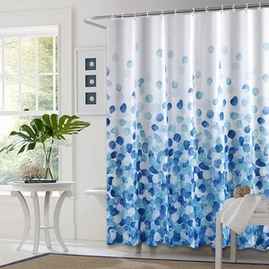 Image of New design custom made pretty blue bubble waterproof polyester shower bathroom curtains