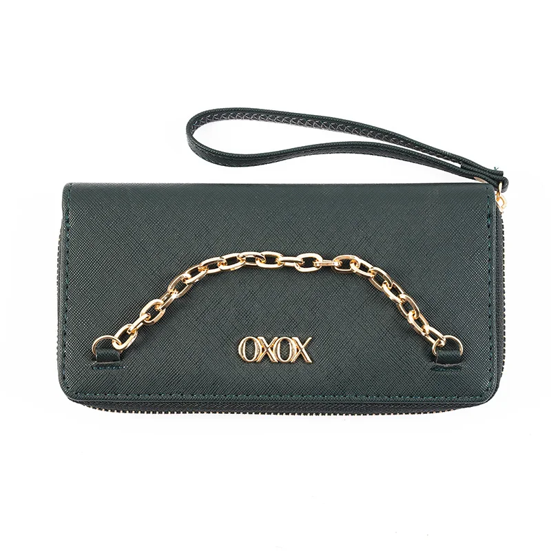 

New Fashion Women Long Clutch Wallet Portable Pu Leather Zipper Purse For Sale, Black+rose red