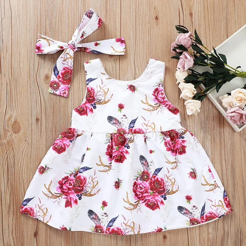 

B52140A Cheap price kids girls fashion new sleeveless casual printed dress, Show