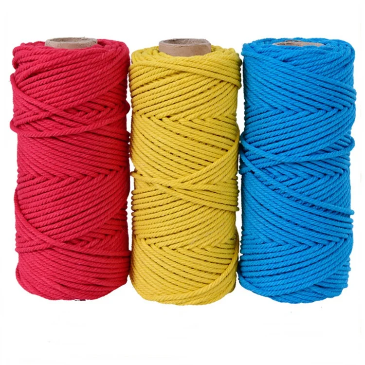 Hot Sale 4mm Diameter 100 Meters Long Cotton Polyester Strings Rope Macrame Braided Cord for Knitt