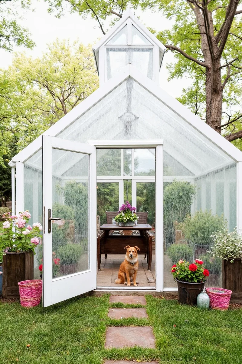 Close-up of heavy-duty screening material used in pet-friendly greenhouses
