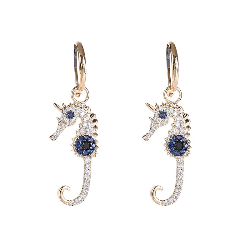 

Sea Horse Drop Earrings Wholesale Fashion Women Jewelry Brass Earrings, Picture shows