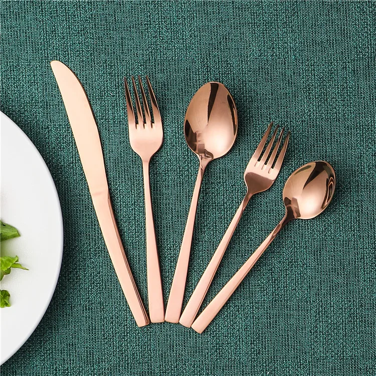 

20pcs kitchen restaurant flatware luxury stainless steel glossy rose gold cutlery with color box, Customized