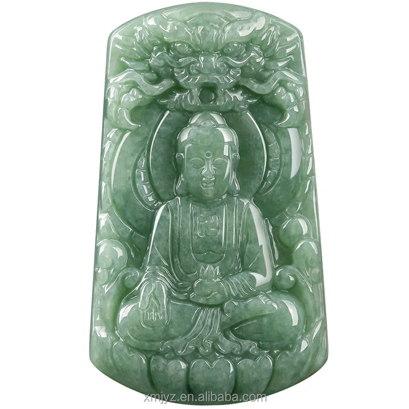 

Genuine Natural A Goods Jadeite Bean Green Tathagata Buddha God Dragon Guardian Dragon Jade Pendant Men's Women's Wholesale