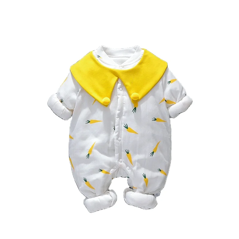 

Baby one-piece cotton-padded clothes baby autumn and winter gauze romper