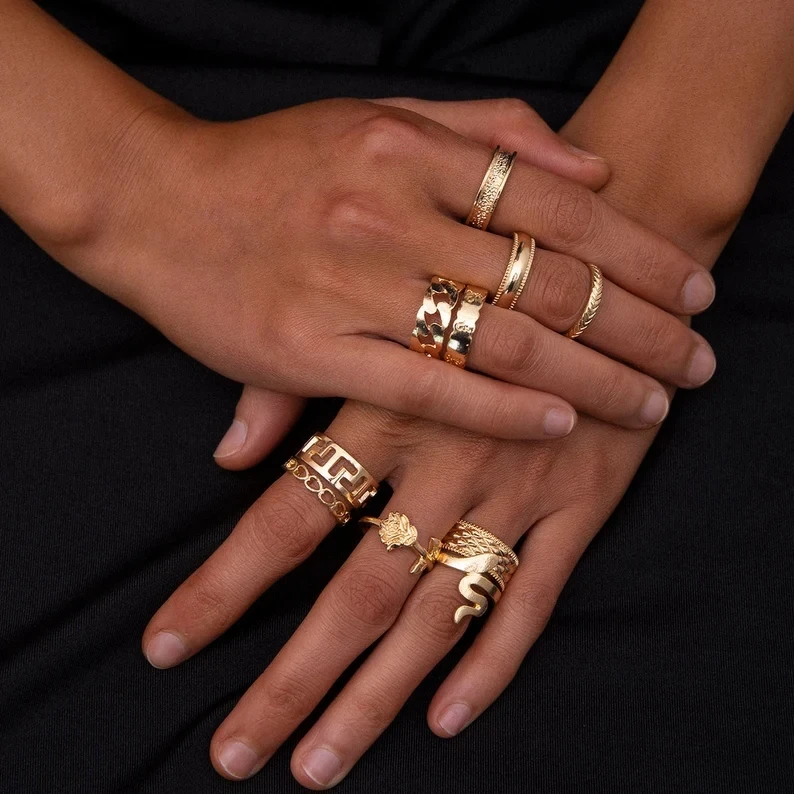 

Trendy Rings Sets Wholesale Woman Rings Luxury Jewelry Stainless Steel Jewelry Fine Jewelry 18k Gold Rings Set, Gold/silver/rose gold