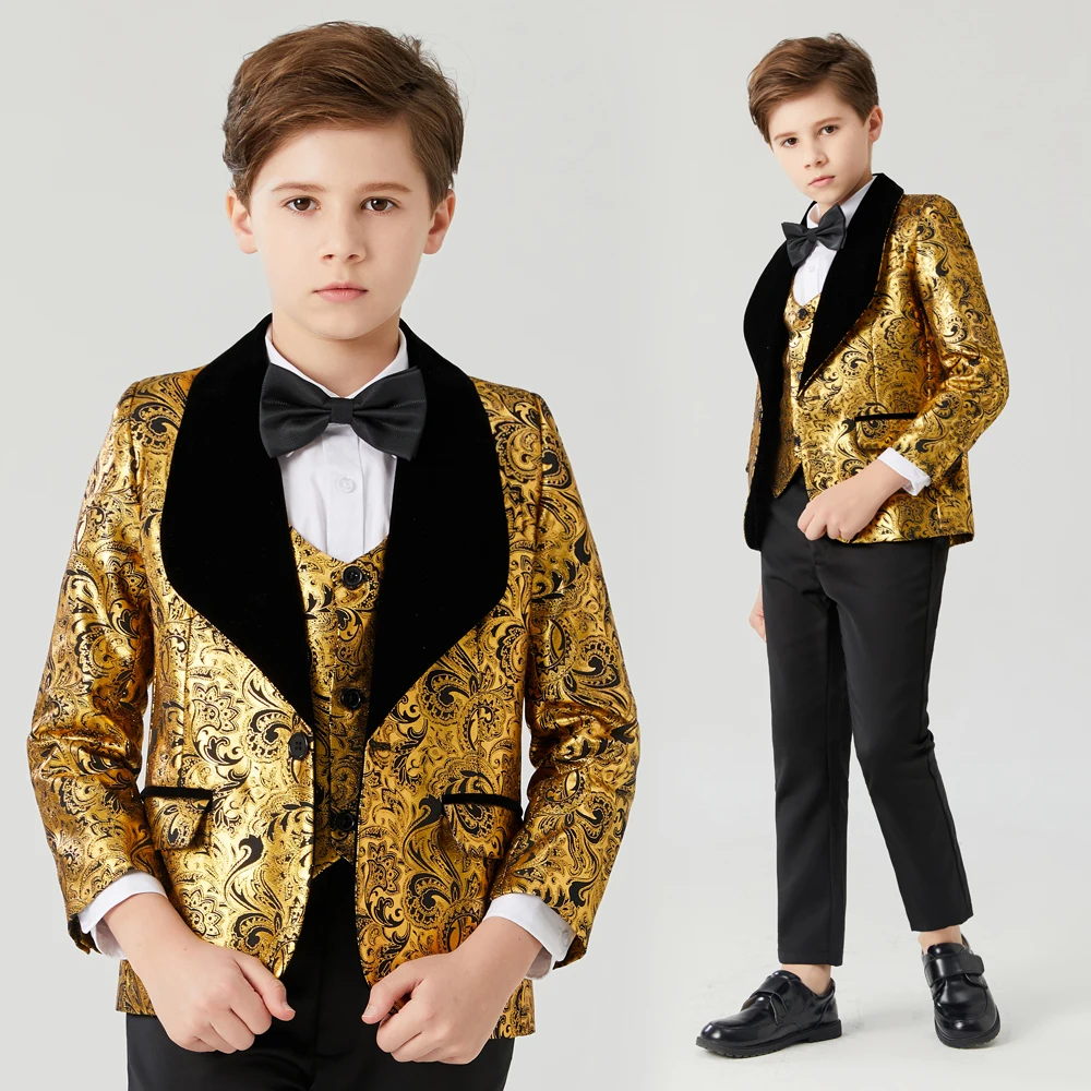 

Boy's wedding suits shawl lapel boy's men's suits 3 piece Boy's Formal Wear slim fit Prom Suit (Jacket+Pants+Tie+Vest)