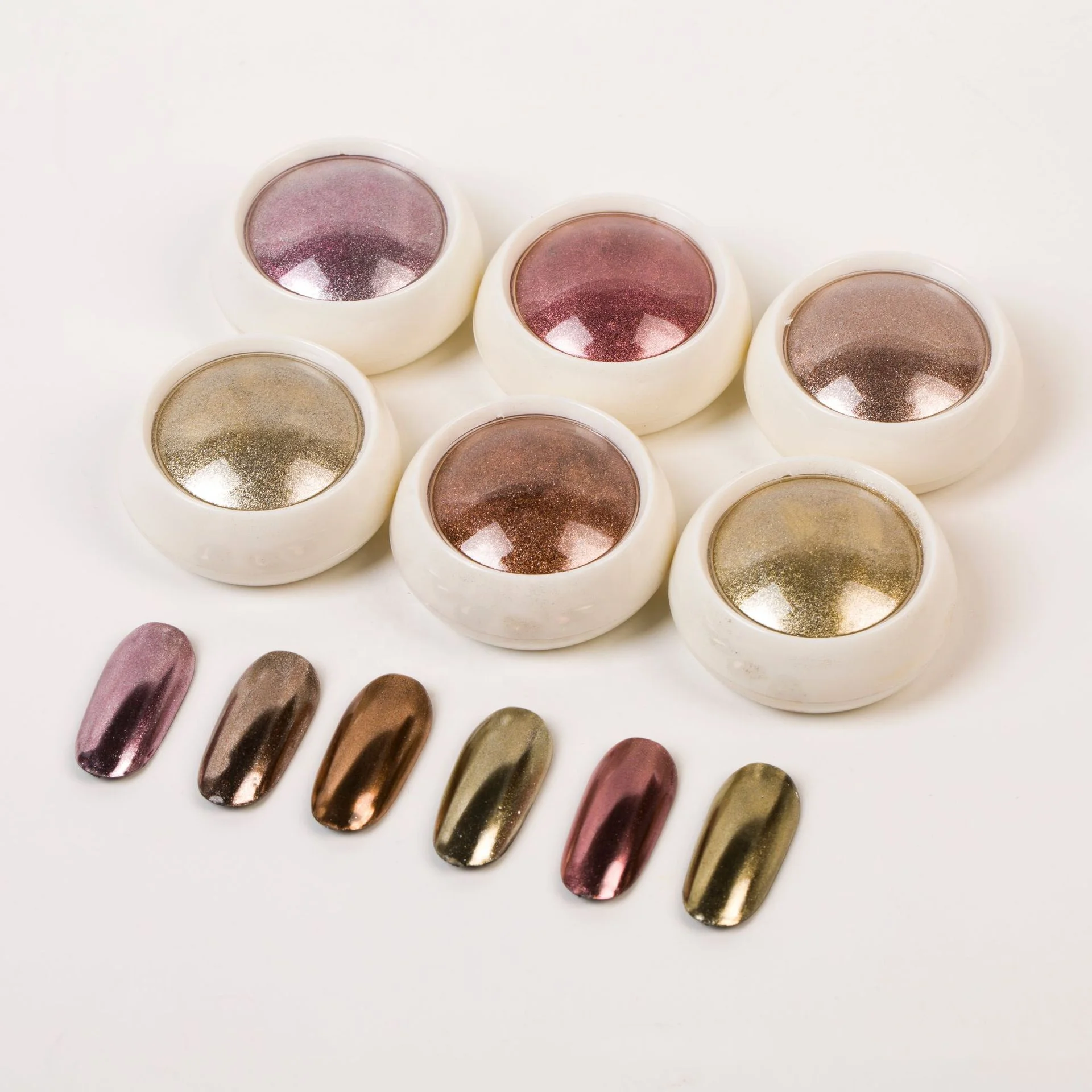 

6 Colors Chrome Nail Powder Metallic Mirror Effect Powder Holographic Manicure Pigment Glitter Powder, As picture