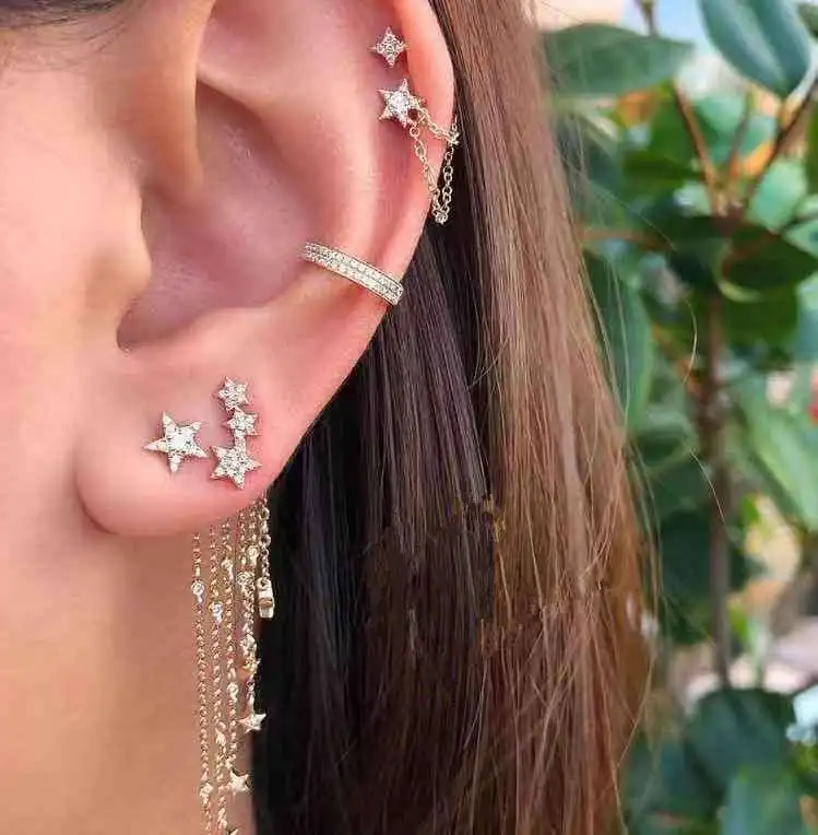 

Fashion gold moon star drop earrings For women wholesale NX206306, Colors