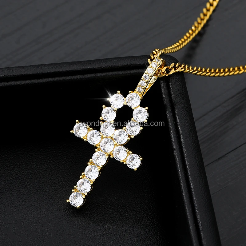 Female Cross Necklace Gold Plated Jewelry Cz Necklace Cz Diamond