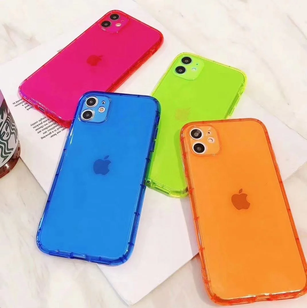

Fluorescent Color Phone Case For Iphone 6/7/8/Plus Shockproof Clear Neon 12 Pro Max