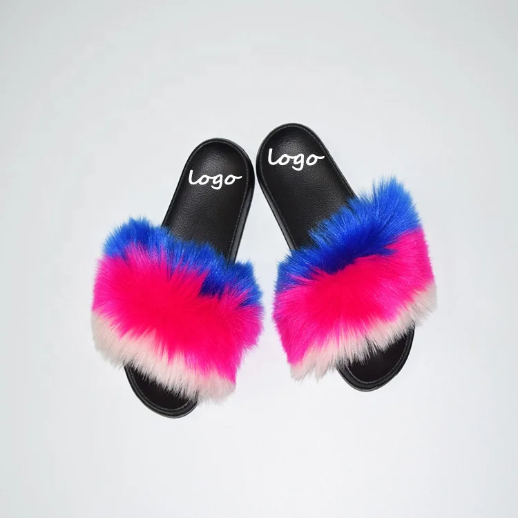 

Custom House Shoes Sandals Furry Fluffy House Indoor Luxury Comfortable Ladies Women Fur Slippers Slides Custom Logo