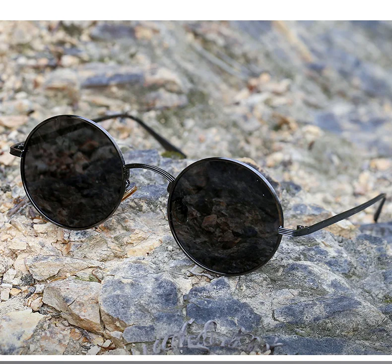 

New 2022 hot sale round frame polarized UV 400 lens men women retro punk sunglasses