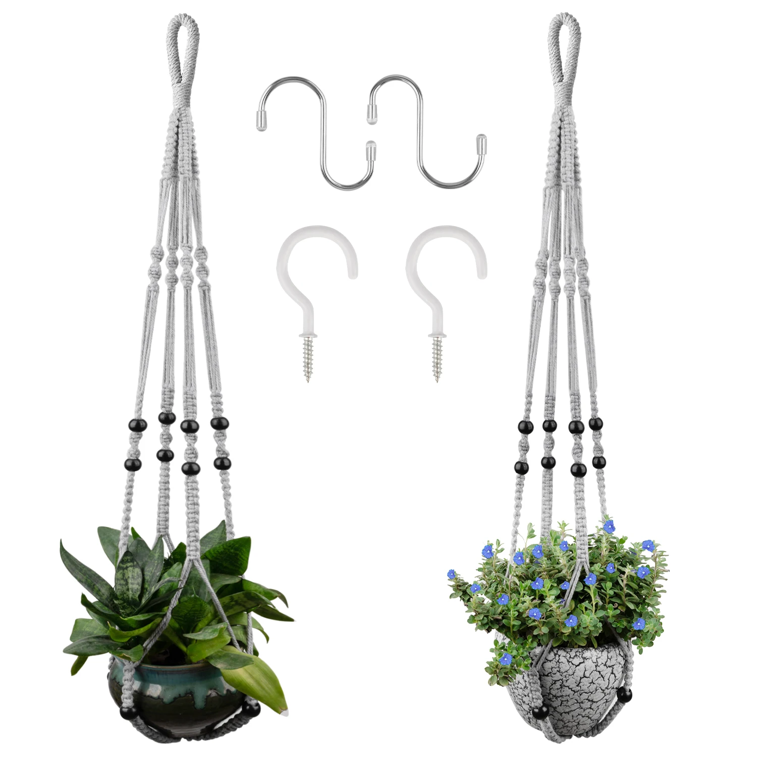 

2Pack Macrame Plant Hanger Indoor Outdoor Hanging Planter Basket Cotton RopePlant Hanger Macrame