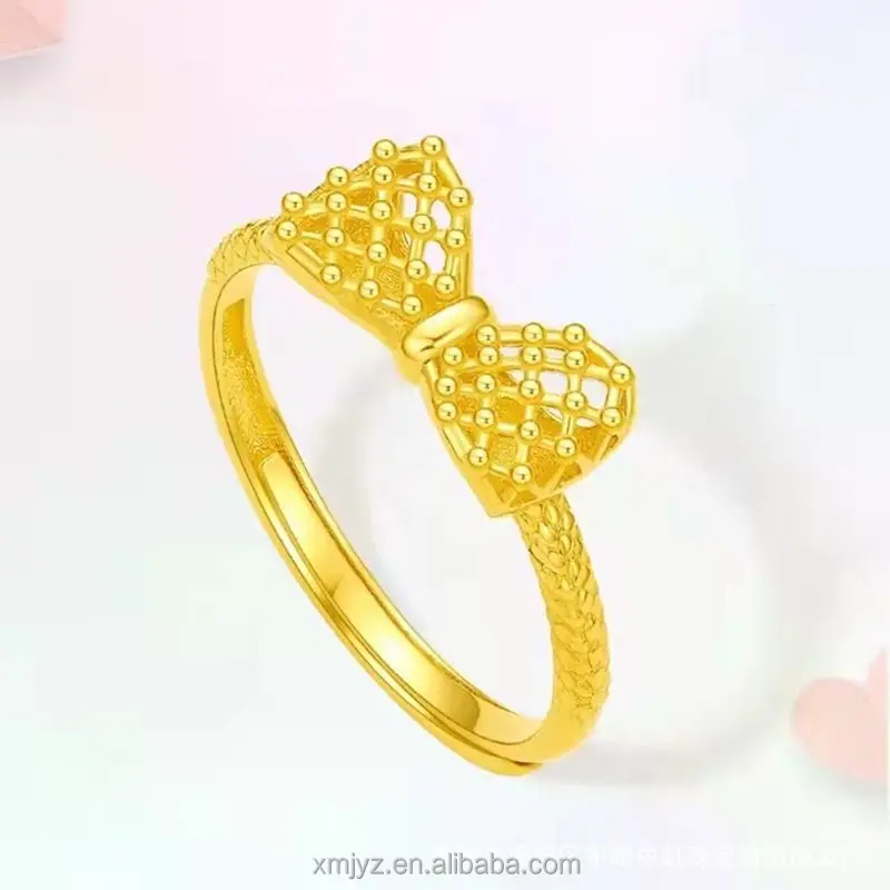 

Vietnam Placer Gold Lianxing Princess Ring Brass Gold-Plated Butterfly Ring Opening Adjustable Ring Wholesale Direct Sales