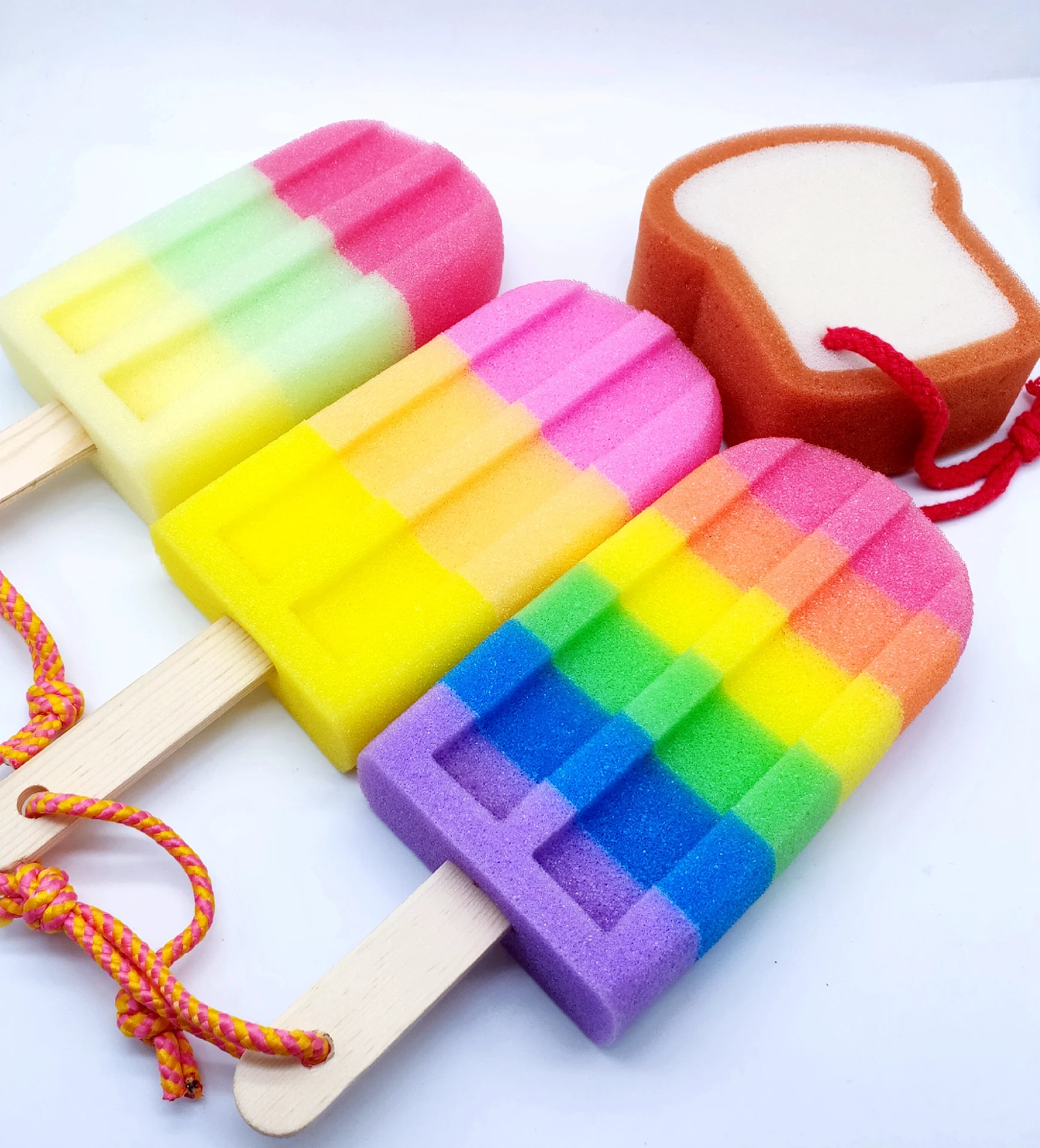 2023 Newest Popsicle Cute Shower Sponges Soft Bathing Scrub For Kids