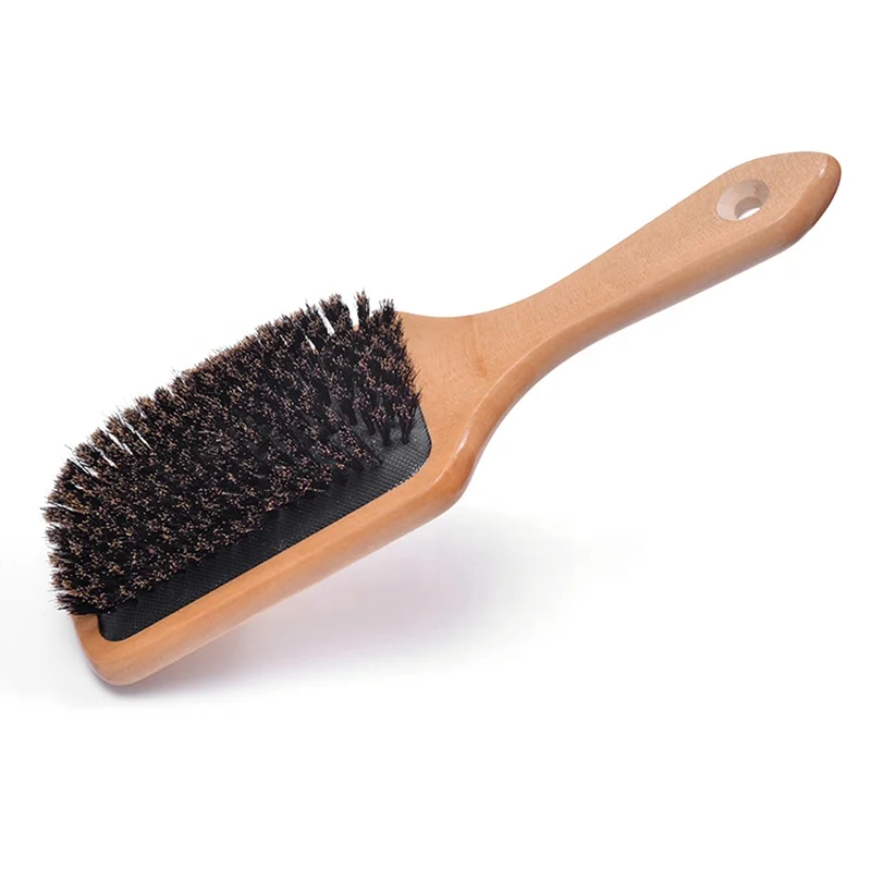 Newest Custom Natural Soft Detangling Wooden Airbag Hair Brush Comb With Boar Bristle