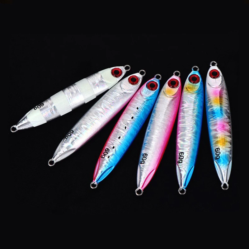 

Free sample 30g/40g/60g Luminous Effect sea Fishing lead Model Laser Body Jig lure saltwater slow jigging lure