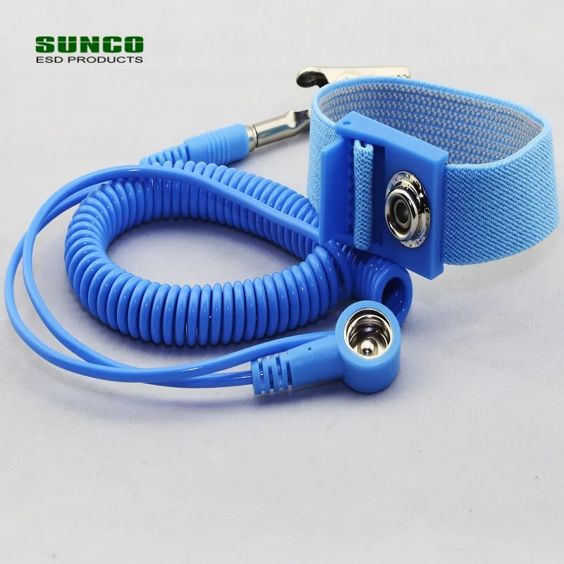 

Free Shipping SA02 Blue ESD Wrist Strap with 1.8m PU Coil Cord