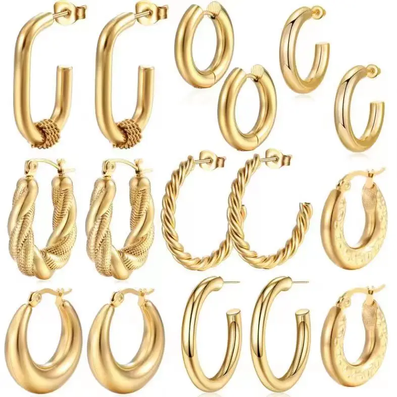 

ERESI Stainless Steel Large 18K Gold Plated Lightweight Hypoallergenic Chunky Open Hoops Fashion Jewelry Hoop Earrings For Women