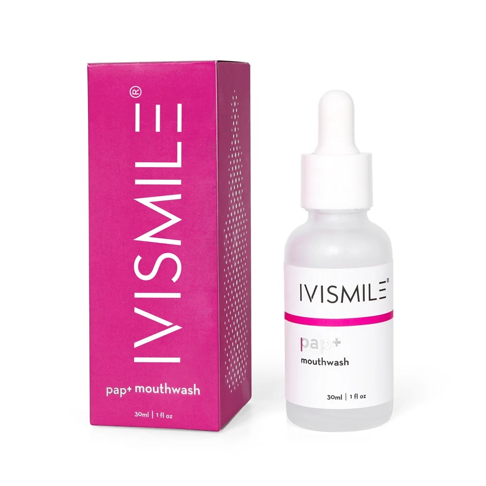 

IVISMILE 2021 New Items Private Label Wholesale PAP+ Fresh Breath Mint Flavor Mouthwash 30ml, White