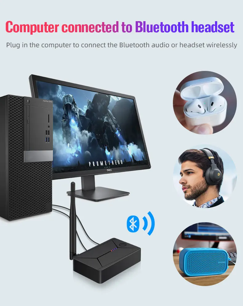 TX13 Bluetooth 5.0 Audio Transmitter 3.5mm AUX Coaxial optical Fiber Jack Stereo Wireless Adapter For TV PC Bluetooth Speakers - ANKUX.COM