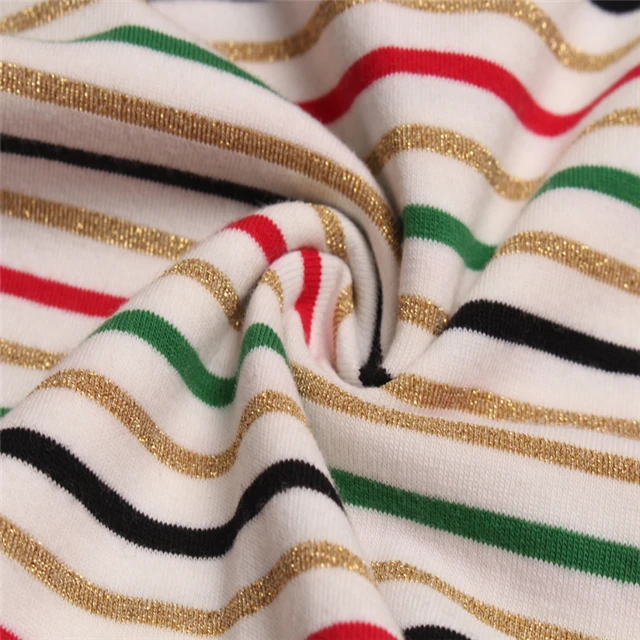 
Wholesale 2019 Knitting Poly Spun Single Jersey Printed Red And White Stripe Fabric For Clothing 