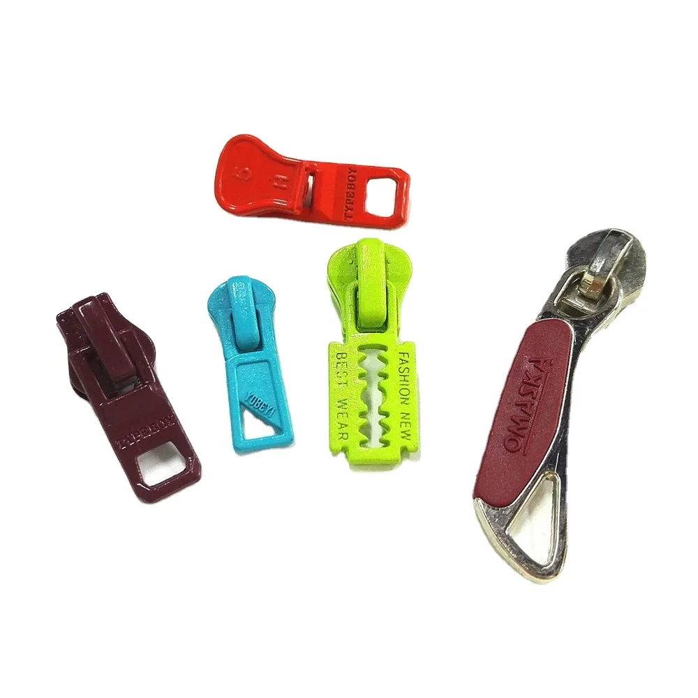 

OEM colors Custom Metal Zipper Ends Head zip Sliders Puller design With Letter Logo For Purse and Garment, Dark grey black or customized