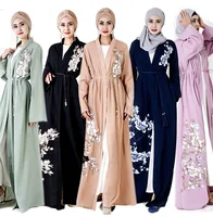 

fashion 6 colors embroidery kimono muslim women Islamic clothing casual dress open abaya