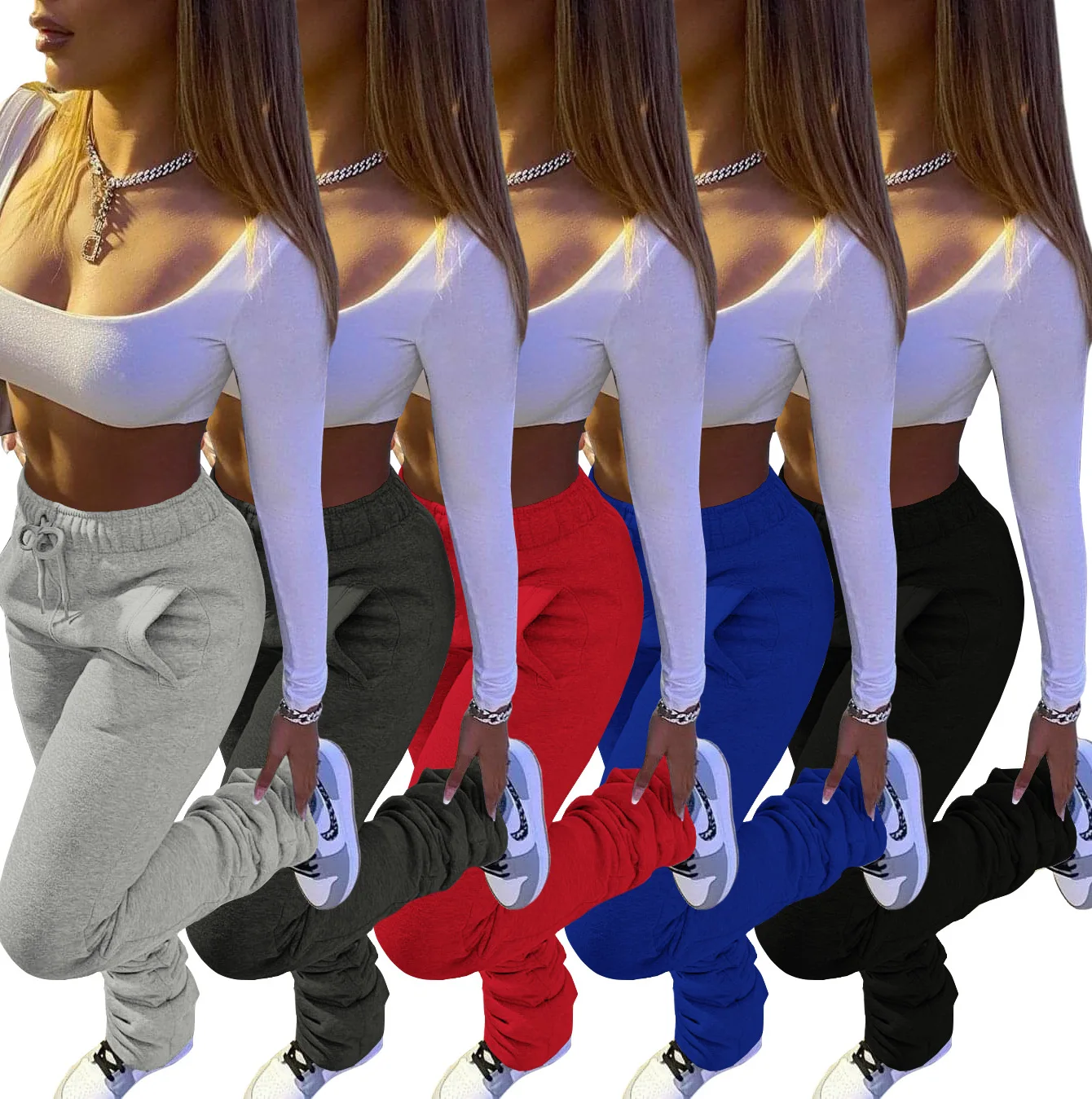 

Thick Stacked Joggers Fall Winter Clothing Solid Thick Pants Stacked Sweat pants Thicker Warm Leggings Sweatpants for Women