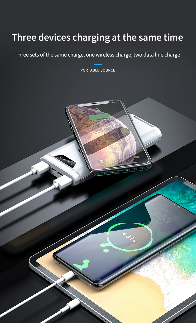 2020 new Portable Wireless Power Bank 10000 mah High Capacity Wireless Power banks - ANKUX.COM