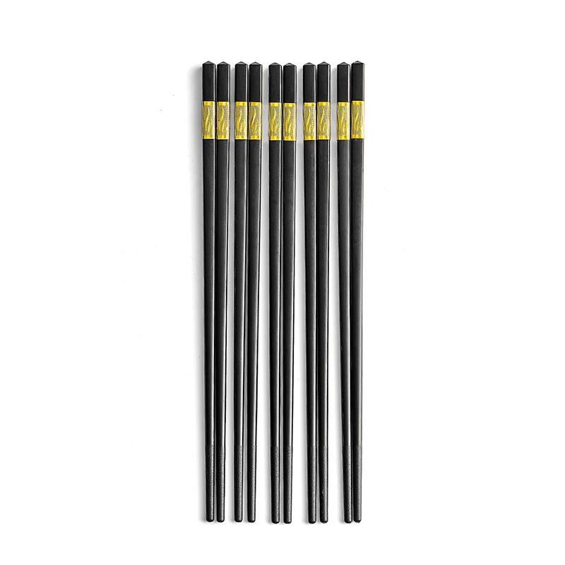 

high-grade high-end chopsticks alloy high temperature resistant light luxury moisture-proof, anti-skid and mildew 10 pairs, Black gold
