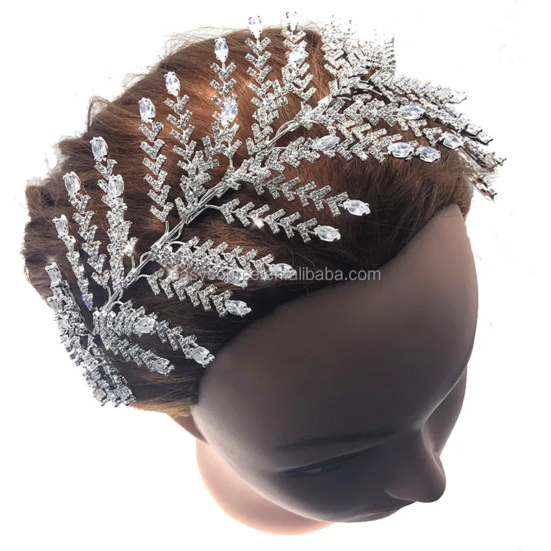 

RE3977 NEW Design Sparkling Luxury Cubic Zirconia Bridal Headband Flexible Wedding headpiece tiara for bridesmaid