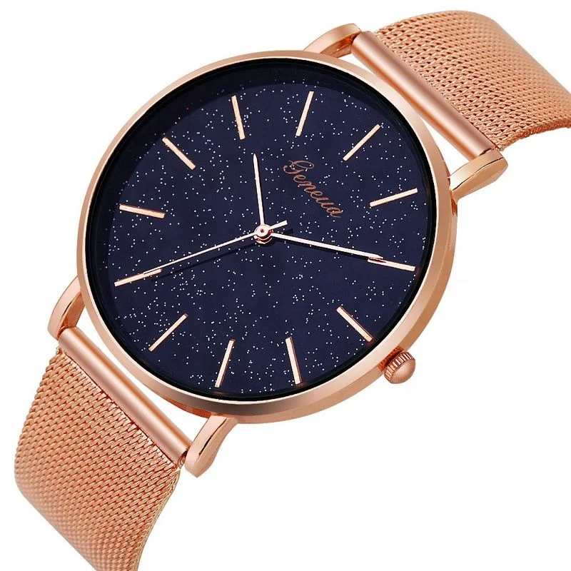 

8683 Fashion Casual Watches Women Men Geneva Watch Classic Quartz Steel Mesh Wrist Watch Bracelet Watches, 13 colors