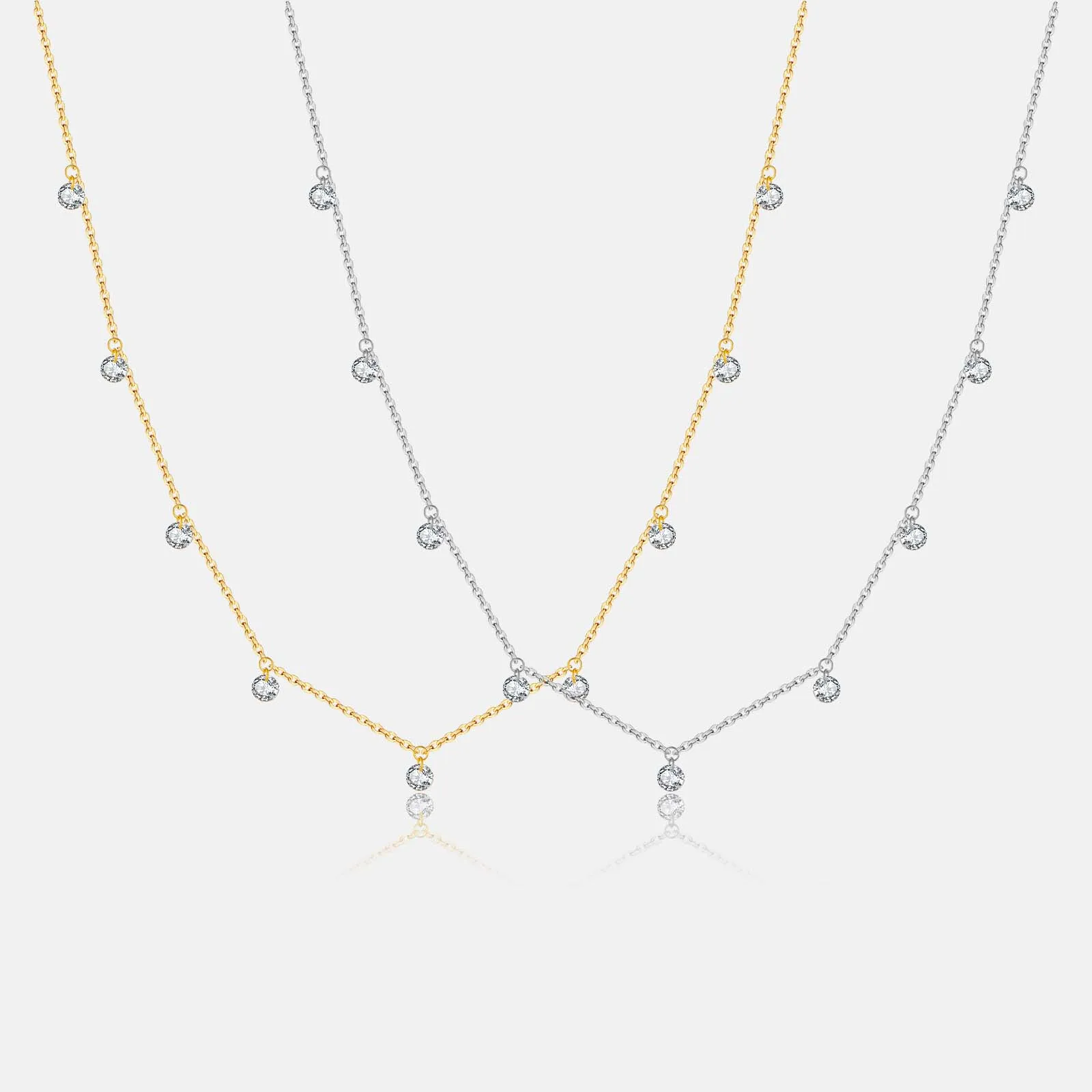 FUAMAY Fashion Jewelry 925 Silver 18K Gold Plated Necklaces Simple Water Drop Necklace