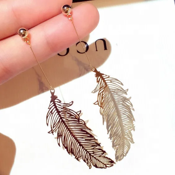 

New Fashion Long Earrings Dangle Earrings Women Exaggerated Exquisite Leaves Earrings For Women, Picture shows