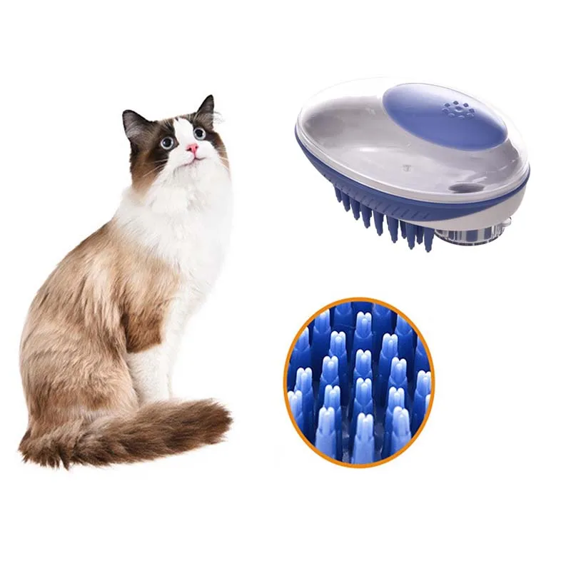 

pet dog cat bath massage shampoo cleaning pressing brush comb kit, Blue/ green