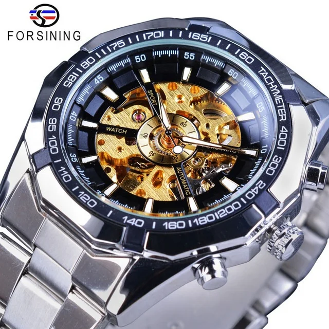 

Hot Selling Forsining FTM340 Waterproof Hollow Steel Band Men's Watch Luxury Automatic Mechanical Watch, According to reality