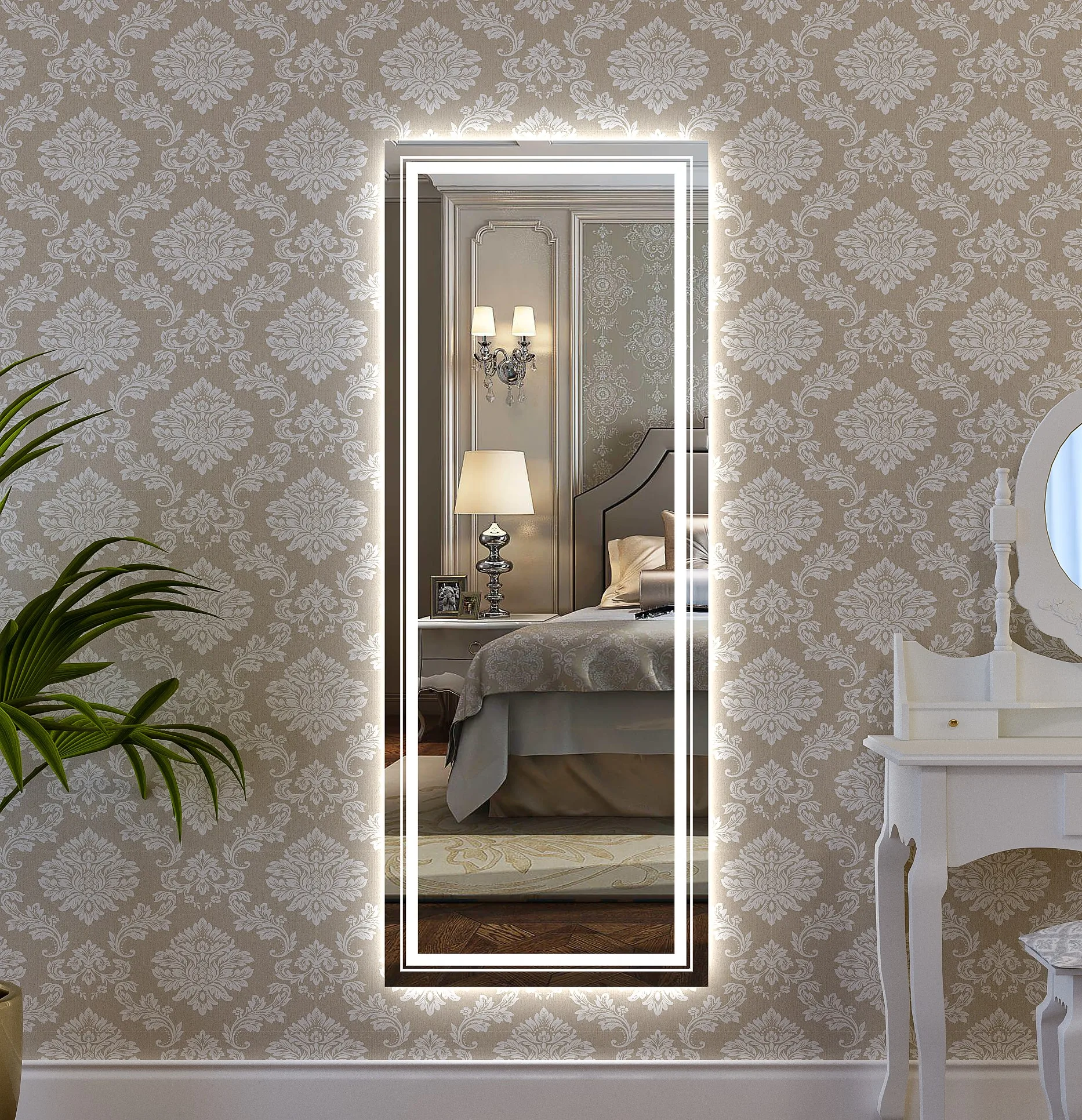 

Wall Mounted Full Length Living Room Light Smart Rectangle Defogger Dressing Hair Led Salon Mirrors