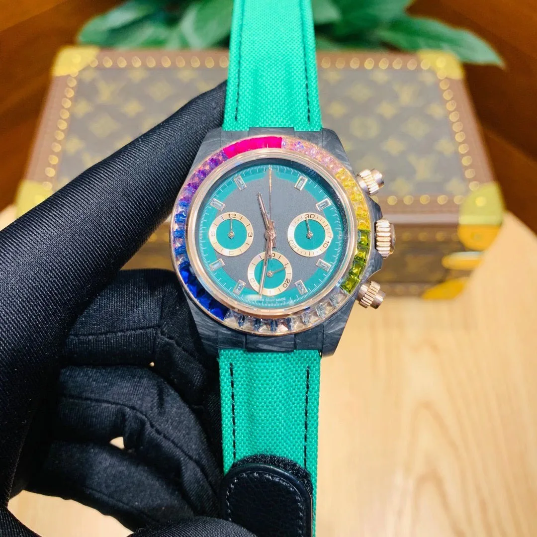 

ROL Rainbow crystal bezel imported Quartz movement leather band fashion luxury watch