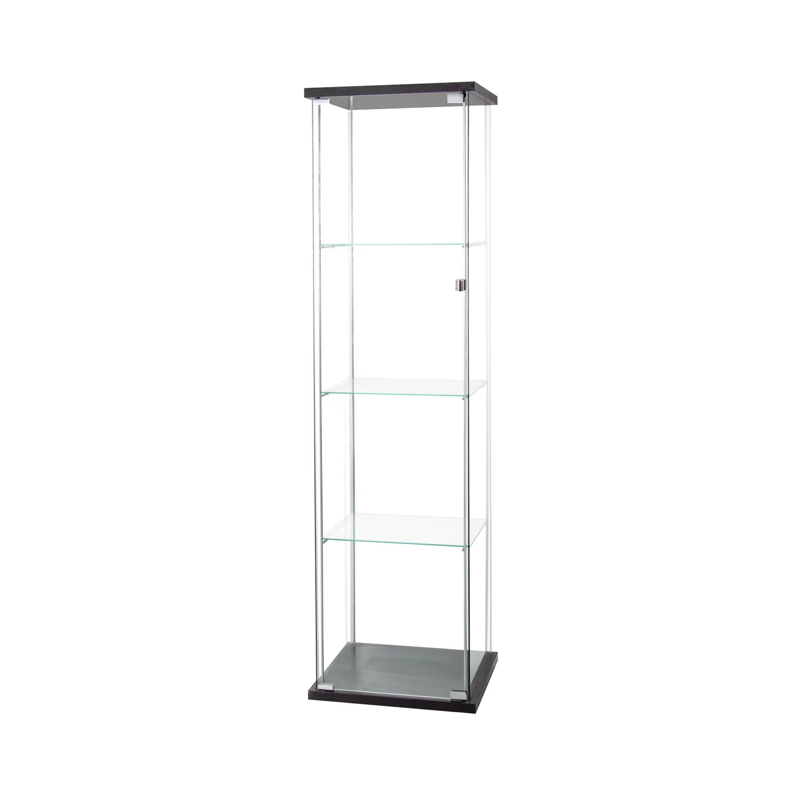 

Glass Cabinet Glass Display Cabinet 4 Shelves with Door, Floor Standing Curio Bookshelf for Living Room Bedroom Office