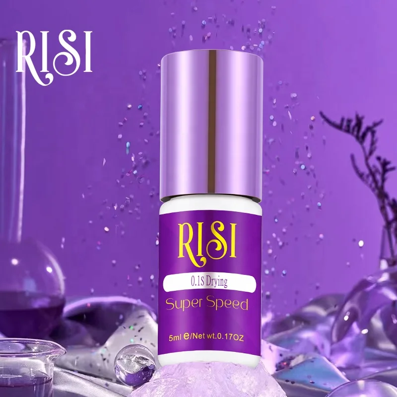 

RISI Fast Dry 0.1 seconds Eyelash Glue Factory Sale Waterproof Super Speed Eye Lash Glue Black Lash Glue